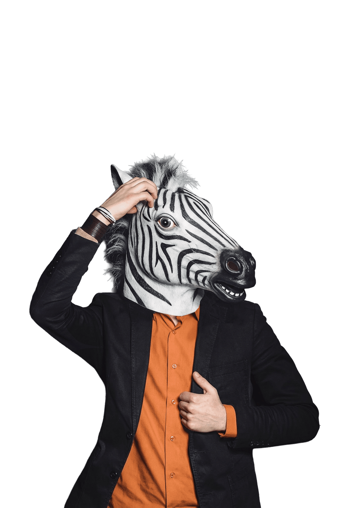 Personne avec masque de zèbre - Anonymisation créative